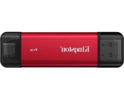 Draagbare SSD - Snelle Externe Opslag - Bestanden Overzetten - Dubbele USB A/C Connector - 1TB - Rood/Zwart