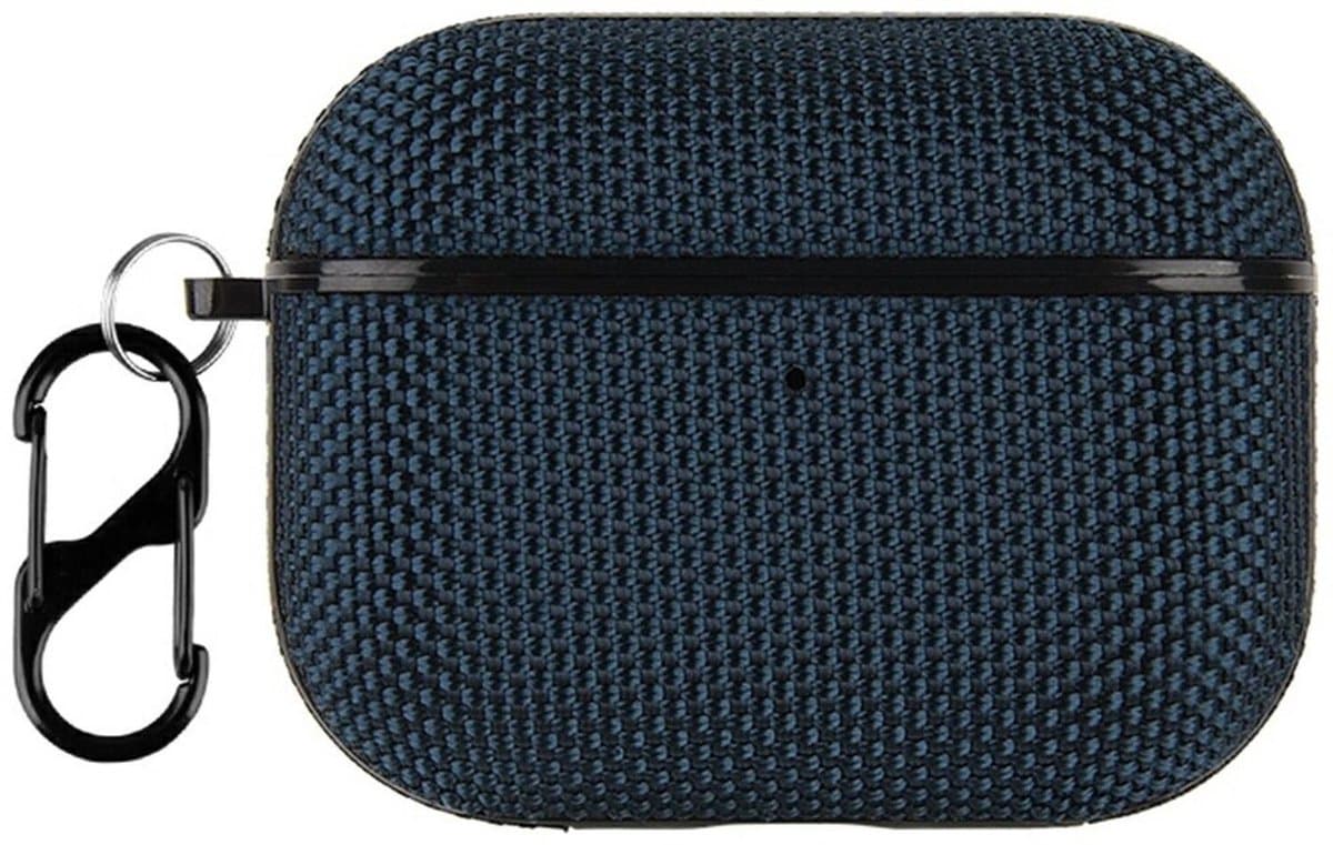 Geschikt voor AirPods Pro 3 Hoesje Nylon Waterproef met Aanhanggesp Blauw — afbeelding 1