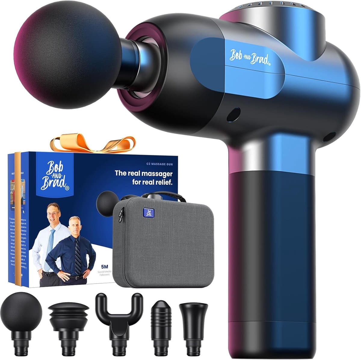 Thijox - C2 Massagepistool, Diepweefsel Percussiemassager met 5 Snelheden en 5 Massagekoppen, Handmassageapparaat voor Thuis, Gym en Kantoor, Zwart — afbeelding 1