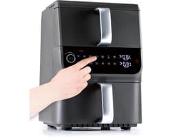 Heteluchtfriteuse Dubbel - Multikoker Verticale - Gelijk Koken - Twee Kamers - 10 Liter - Grijs