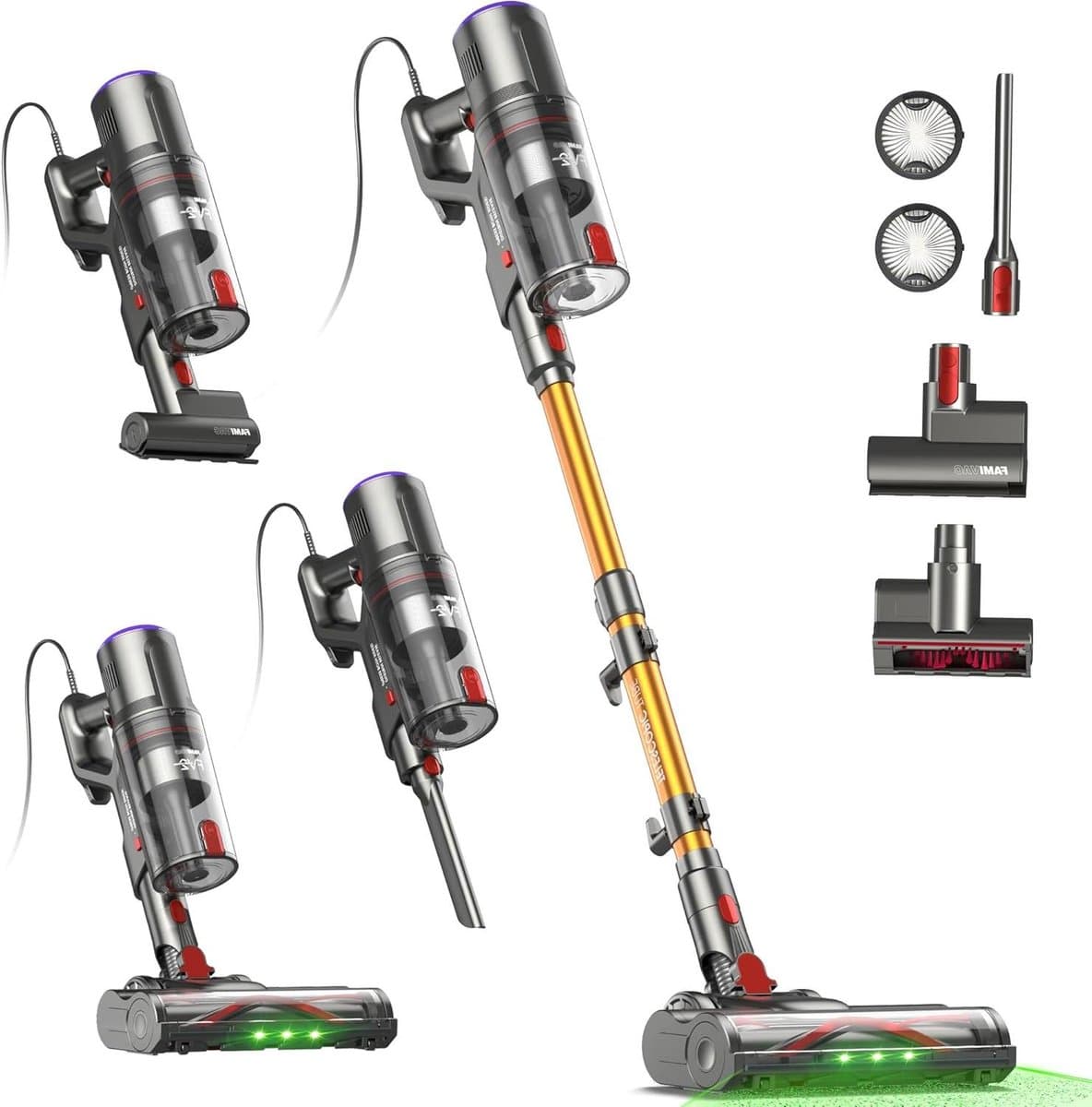 Steelstofzuiger met Snoer - Kabelstofzuiger Handstofzuiger - Grondig Schoonmaken - 65KPA Constante Kracht - 1.5L Capaciteit - Groen — afbeelding 1