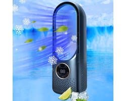 Luchtkoeler Ventilator - Airco zonder afvoerslang - Mobiele Air Cooler - Bladloze Ventilator - Torenventilator met Bevochtiging - Koelventilator voor Slaapkamer en Kantoor - 6 Standen - LED Nachtlamp - Blauw