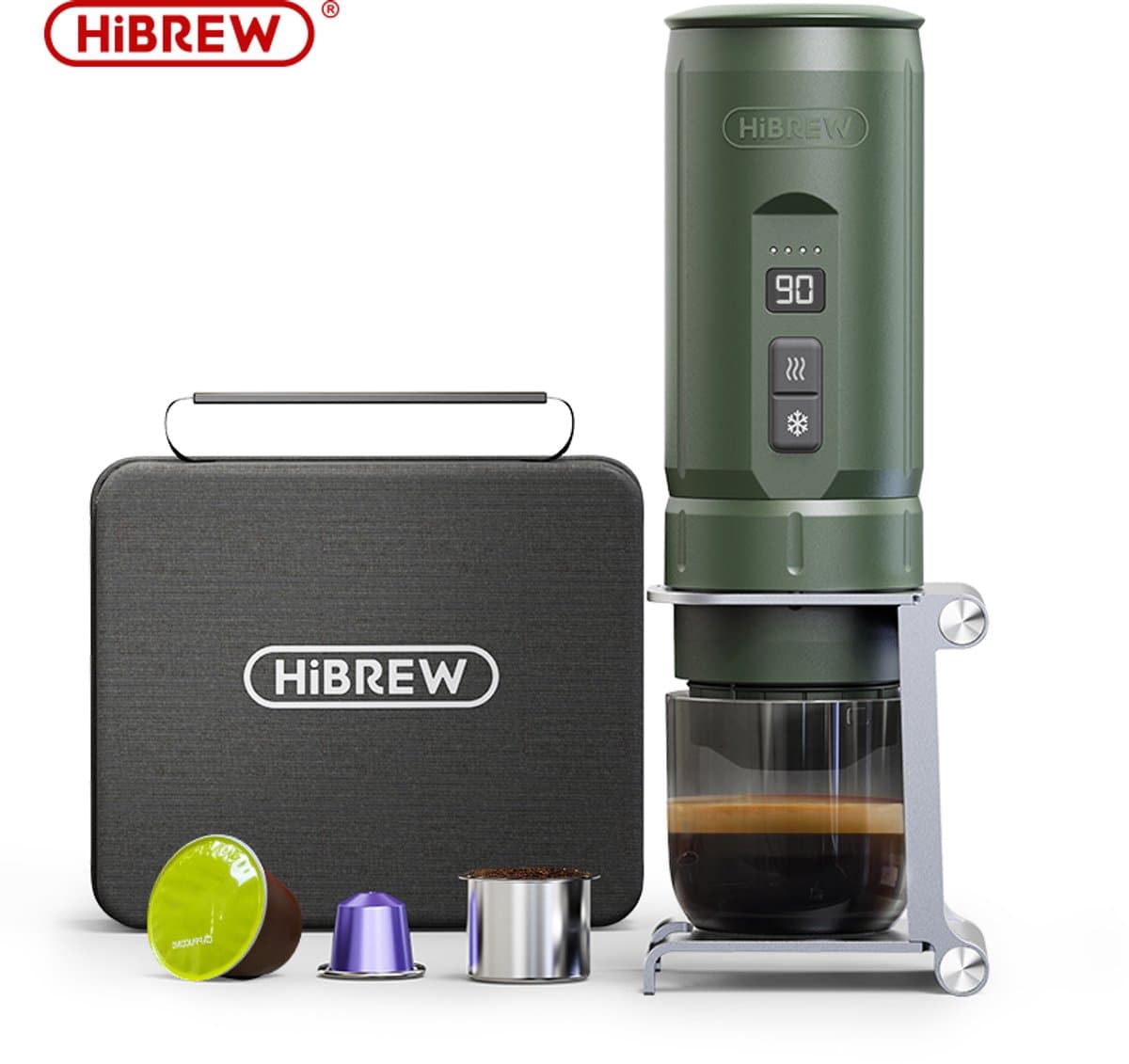 HiBREW H4C Draagbare Espressomachine | Auto, Thuis & Kamperen | voor Nespresso, Dolce Gusto & gemalen koffie-Inclusief tas — afbeelding 1