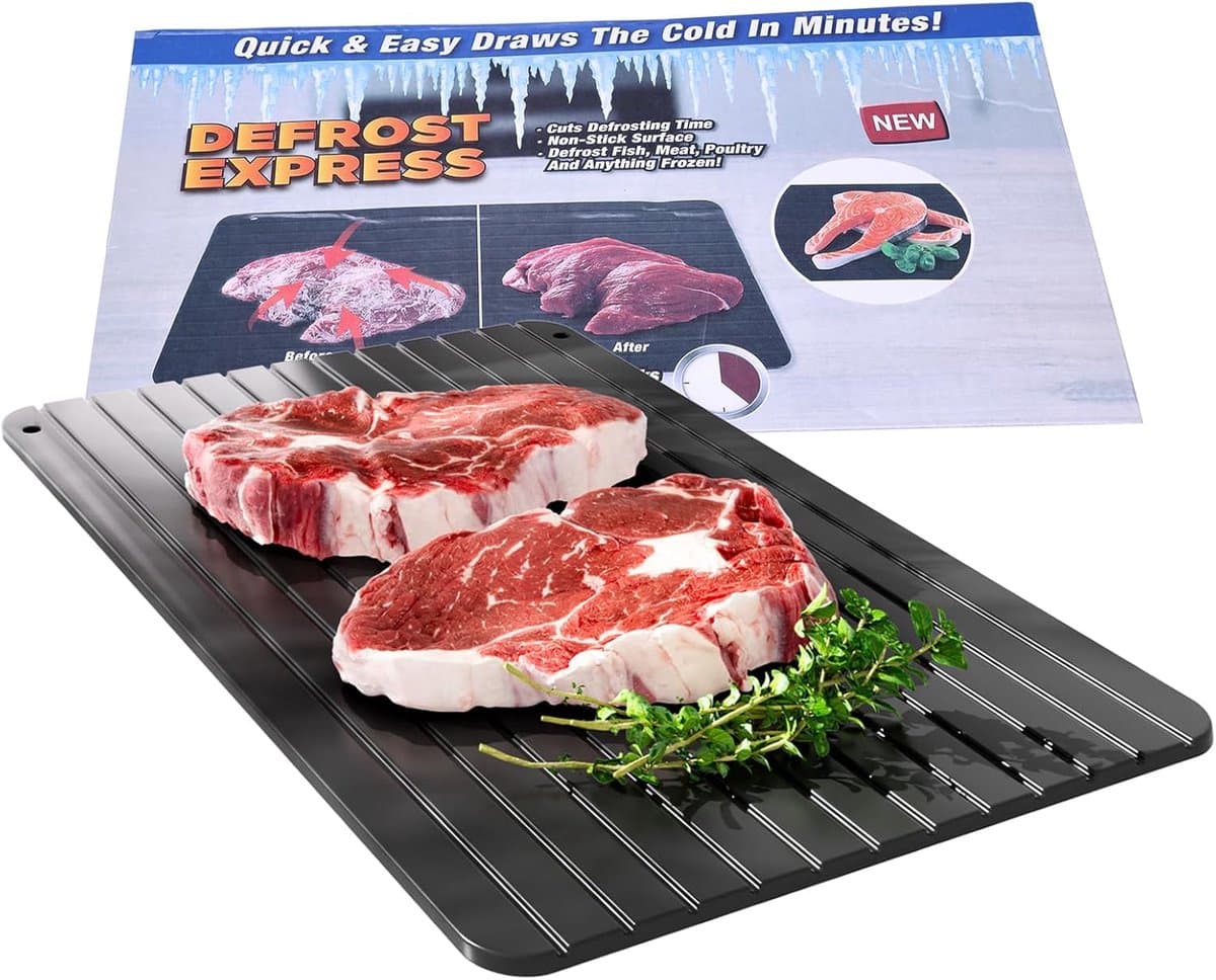 SnelShoppen - Snelontdooiplateau Aluminium Legering Voor Snel Ontdooien van Vlees, Steak, Kip en Vis - Geen Elektriciteit, Geen Magnetron (Zwart) — afbeelding 1