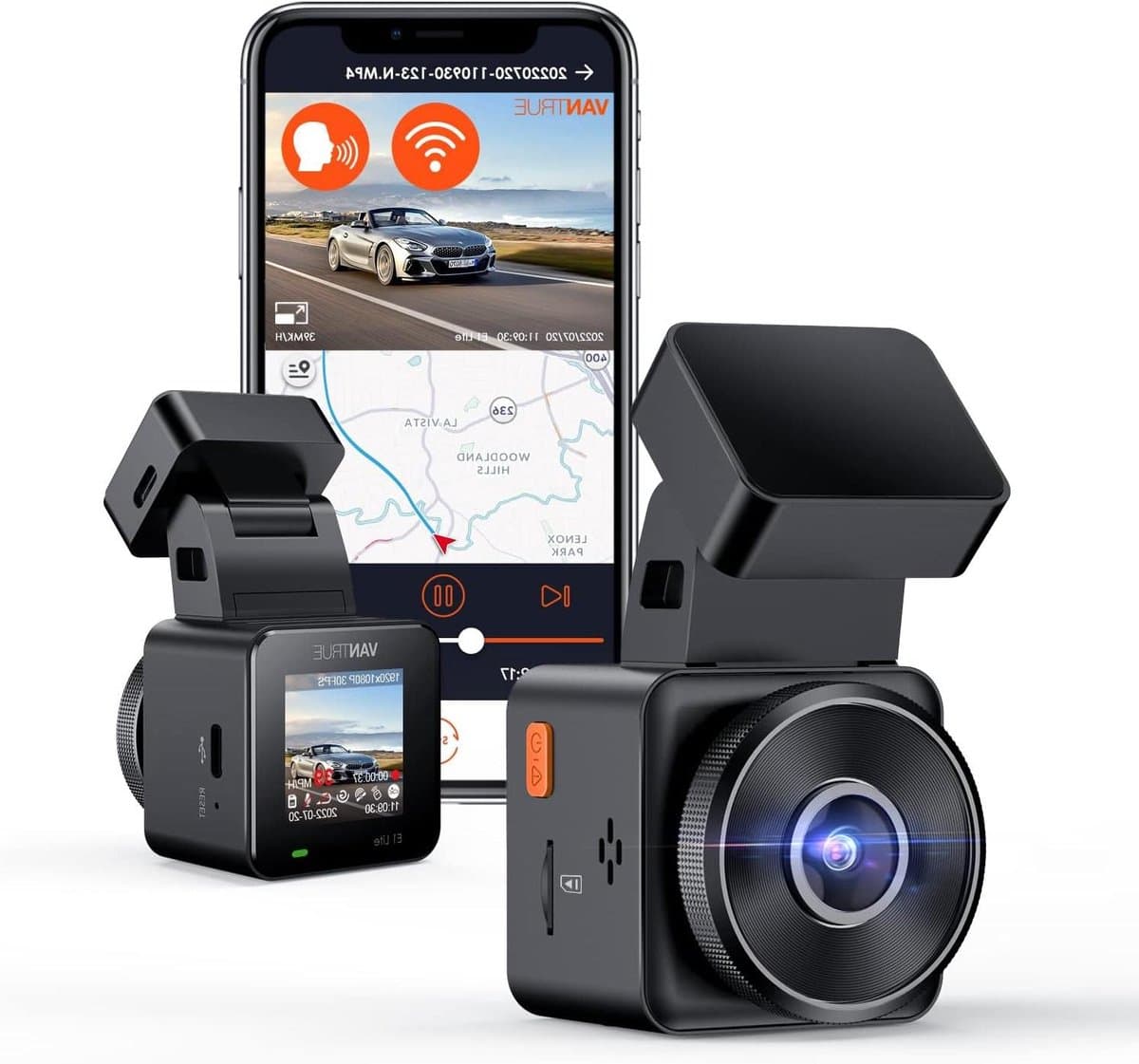 Mini Dash Cam - Autocamera WiFi - Veilig Rijden - Stem- en Appbediening - 1.54 Inch Scherm - Zwart — afbeelding 1