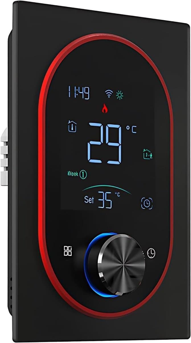 Slimme Thermostaat - Wandthermostaat - Verwarming Regelen - Wifi App Bediening - 5A/16A - Zwart — afbeelding 1