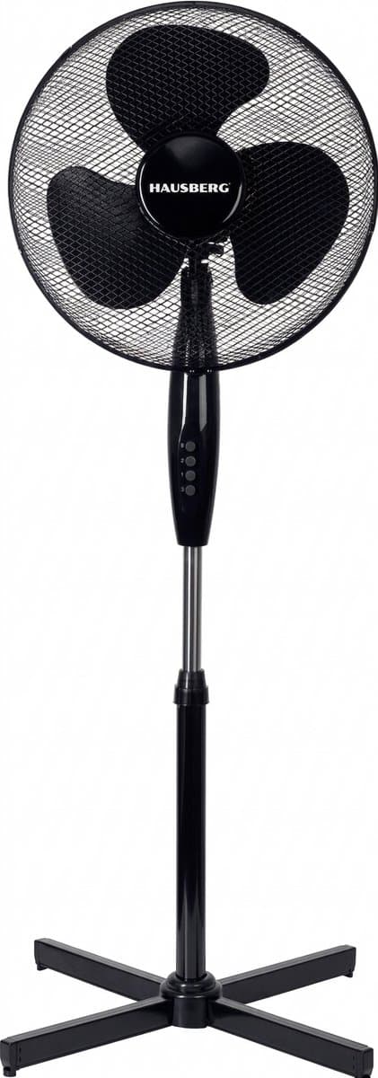 Staande Ventilator – 16 inch – 3 Snelheden – Oscillatiefunctie – Verstelbare Hoogte – Stil (≤65 dB) – 40-55W – Metalen Rooster – Zwart — afbeelding 1