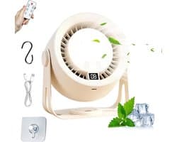 Desktop Ventilator - Draagbare Fan - Persoonlijk Comfort - 2-In-1 Verstelbaar - 16 cm Hoog - Wit