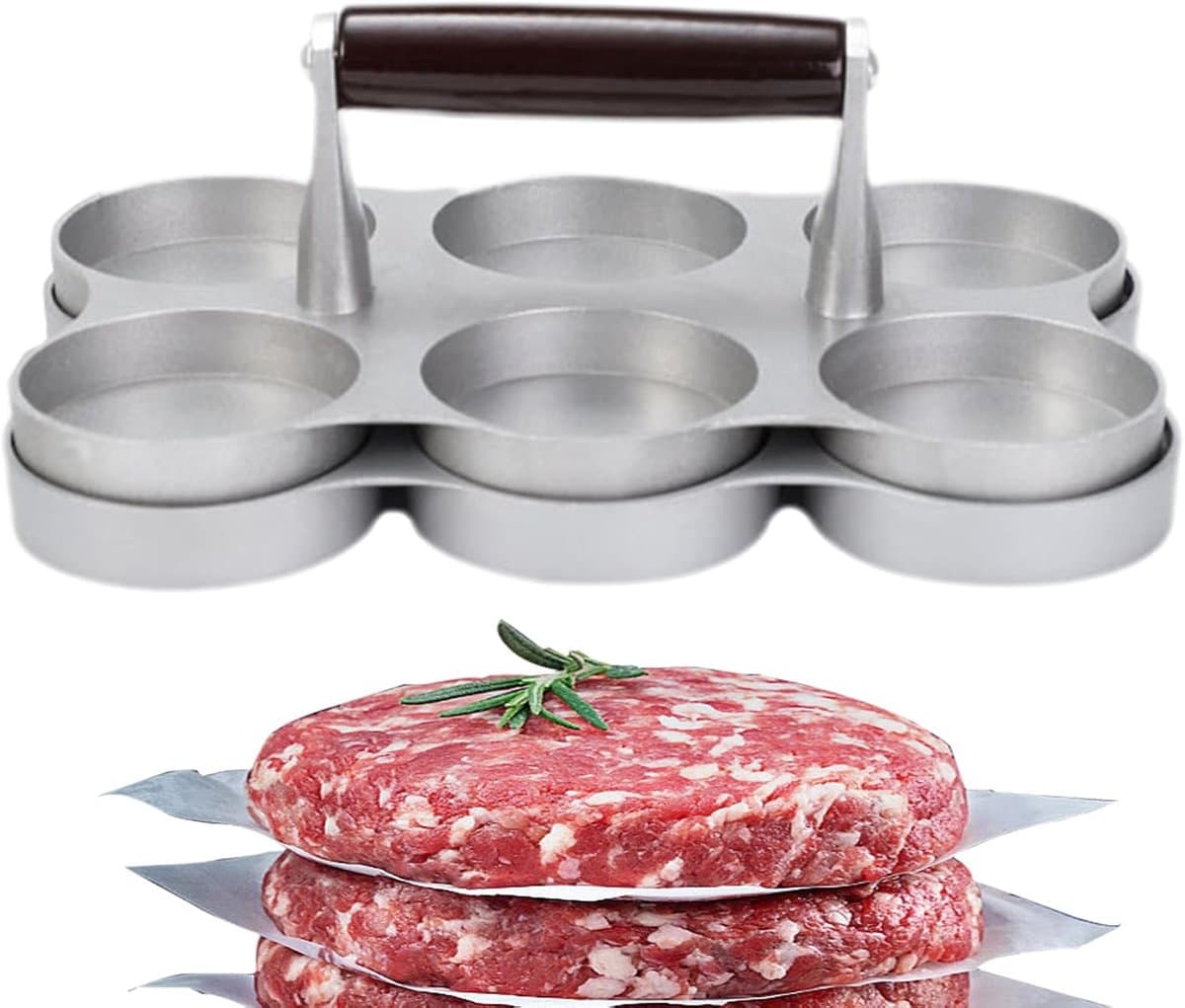 Vlees Patty Maker - Hamburger Pers - Perfecte Burgers Maken - 6 Kleine Roosters - 22.3x14.8x8.5cm — afbeelding 1