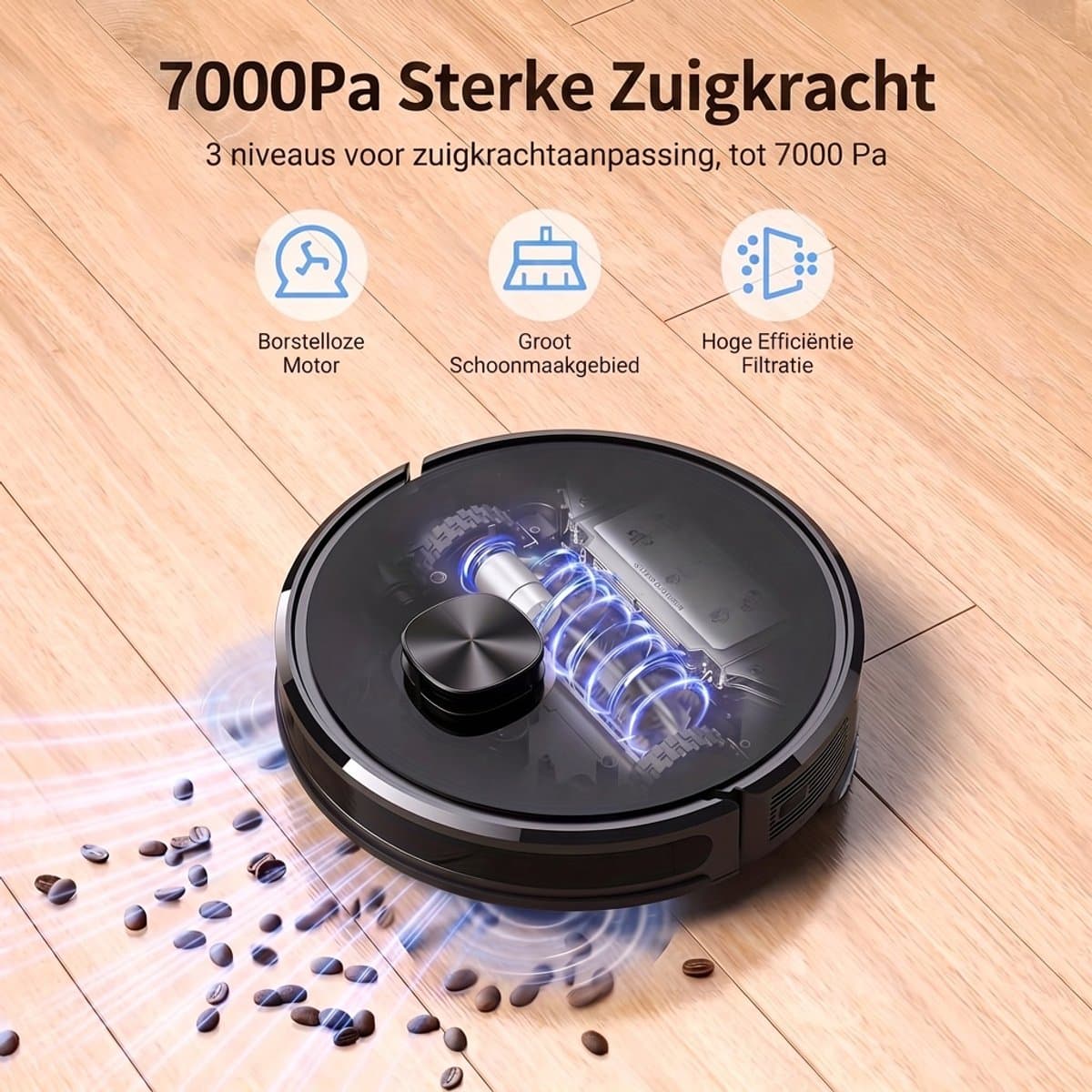 Lubluelu SL60 Robotstofzuiger - Robot Stofzuigers met Dweilfunctie - 7000Pa Krachtig Zuigkracht -LiDAR-navigatie – Borstel die klitten voorkomt – Ideaal voor dierenharen — afbeelding 1