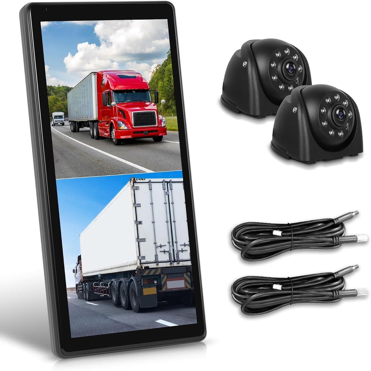 SnelShoppen - Mirror Dashcam met 2 Achteruitkijkcamera's, Truck Achteruitkijkspiegel met Verticale Scherm, 10.36 Inch Touchscreen Monitor met BSD Syst — afbeelding 1