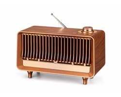 Retro Bluetooth Speaker met FM Radio - 10W Stereo - Bluetooth 5.4 - TWS - USB - TF - AUX - Houtlook