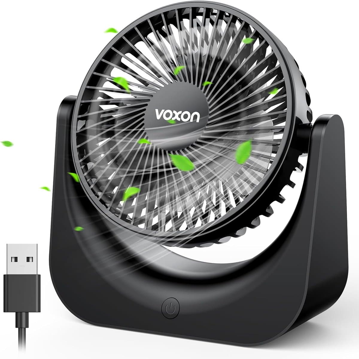 USB Tafelventilator Stil – 5 Snelheden – 90° Draaibaar – Compact met 1,5 m Kabel – Zwart — afbeelding 1