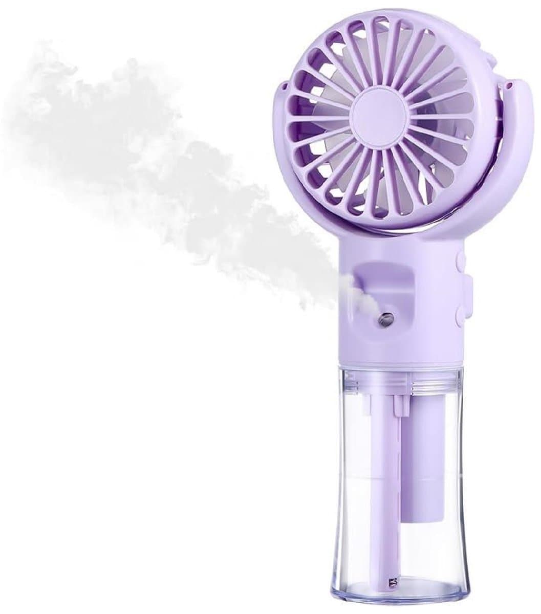 GELLDG Draagbare Ventilator met Waterreservoir - USB Oplaadbare Mini Ventilator 4 Snelheden - Transparant Waterniveau - Geschikt voor Buitengebruik en Reizen - Kunststof - 16x7x4cm — afbeelding 1