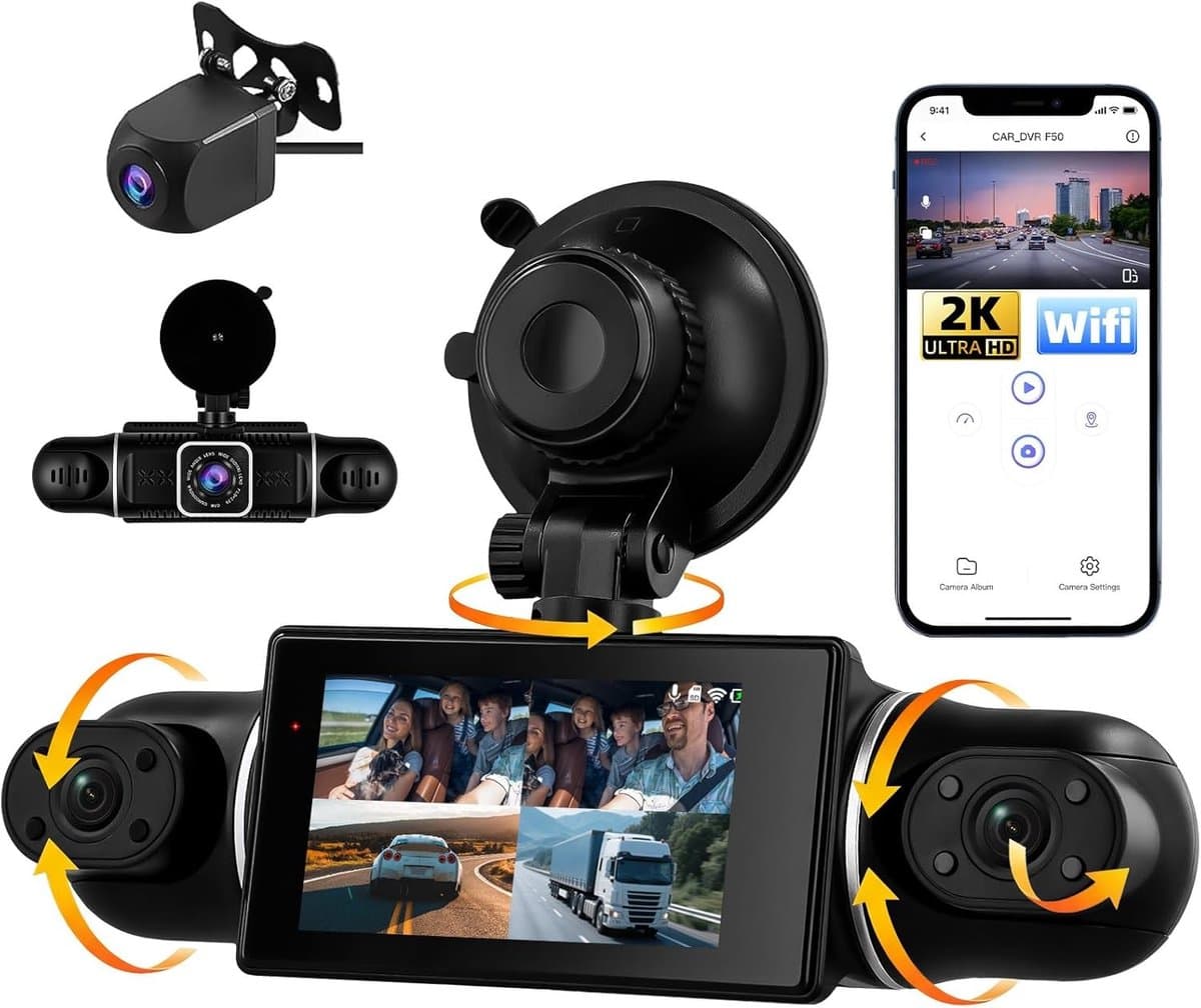 Dashcam - 3 Inch Display - 360° Rondom Zicht - Wifi Dashcam met Nachtzicht - Voor Auto's — afbeelding 1