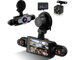 SnelShoppen - 3 inch 1080p 4-kanaals Dashcam voor Auto's met 360° Video-Opname, Bewegingsdetectie, Nachtzicht, Loopopname en Belichtingscompensatie