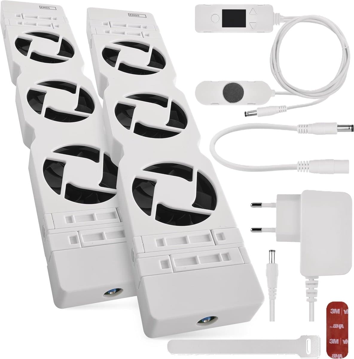 Radiator ventilator set van 2 stil met temperatuursensor voor betere warmteverdeling en energiebesparing 36 m³/h — afbeelding 1