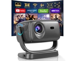 SnelShoppen - Beamer 4K Thuisbioscoop Projector met Elektrische Focus, 180° Draaien, 26.000 Lux, Wifi 6, Bluetooth, Native 1080p, Trapeziumcorrectie v
