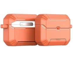 Dux Ducis Hoesje Geschikt voor AirPods Pro 3 (2025) | PECS Series | Beschermhoes met Standaard en Haak | Schokbestendige Case | Volledige Bescherming | Oranje