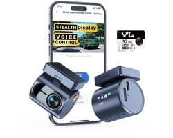 SnelShoppen - Dashcam Auto Vorne 2K1296P QHD met 32GB SD Kaart, Spraakcontrole, App-Control, WDR, Super Nachtsicht, G-Sensor, Supercondensator, 135° F