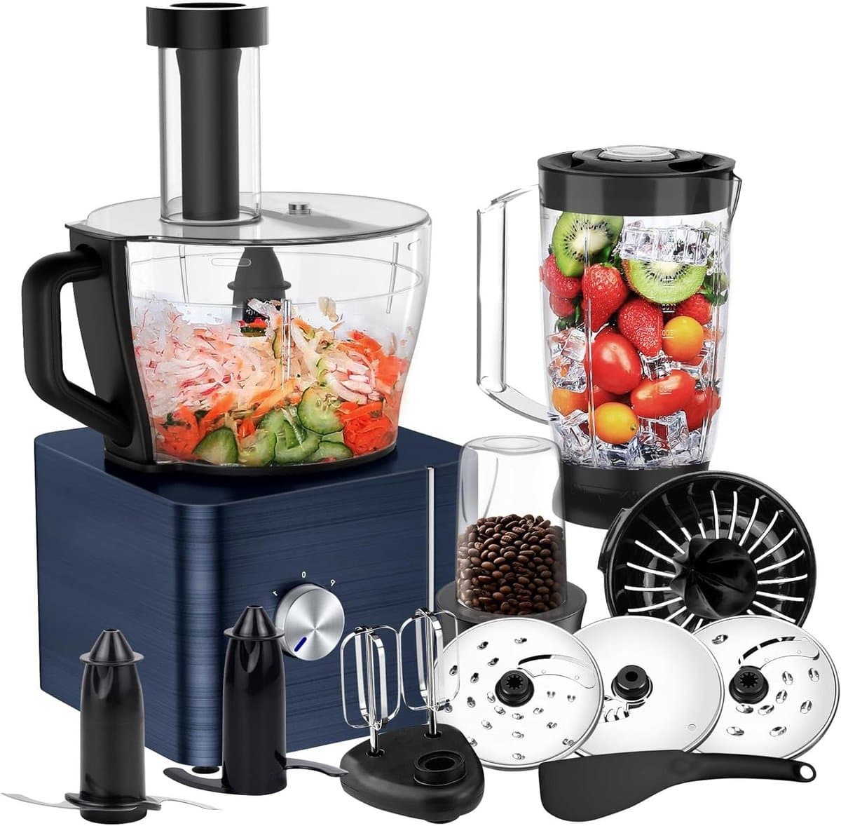 Keukenmachine - Foodprocessor Mixer - Koken en Bakken - 11-in-1 Functionaliteit - 3.2 Liter Kom - Donkerblauw — afbeelding 1