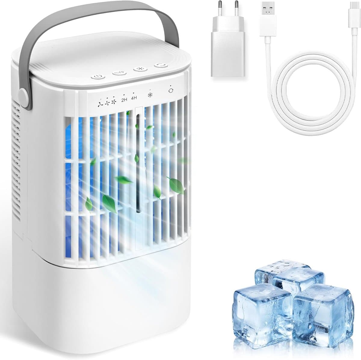 Mobiele luchtkoeler 4-in-1 met 900 ml watertank – 3 standen, timer en LED verlichting — afbeelding 1