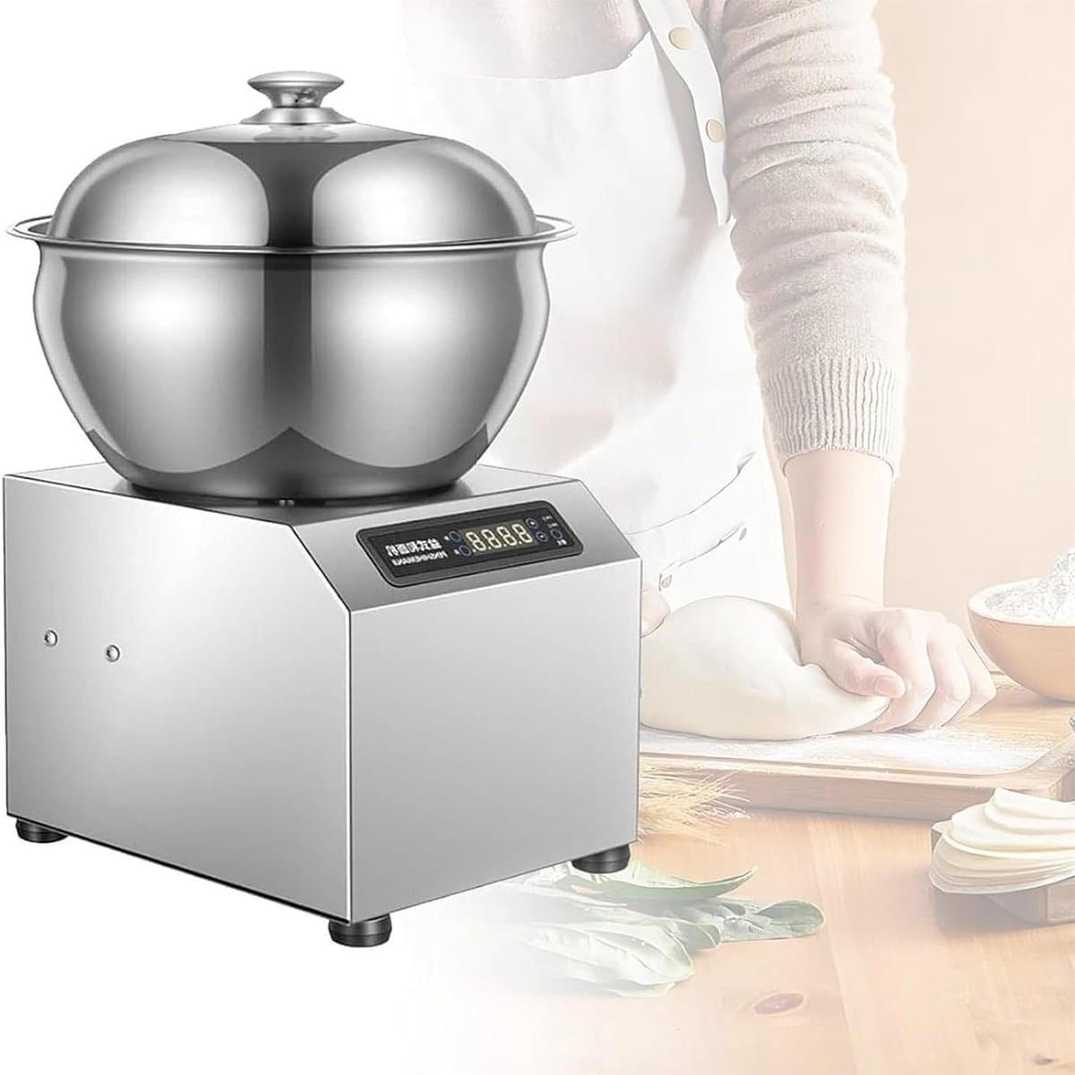 Deegkneedmachine - Keukenmixer Deegmixer - Brood Bakken - Dubbele Rotatie Kneedfunctie - 8L Kom - Zilver — afbeelding 1