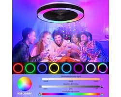 Plafondventilator met Verlichting – Dimbaar RGB LED – Stille DC Motor – Afstandsbediening – 50 cm