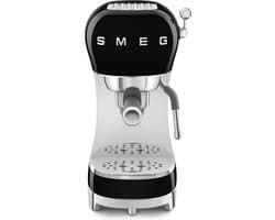 SMEG ECF02BLEU Handmatige Espressomachine - Pistonmachine - 15 Bar - Thermoblock - Stoompijp - Geschikt voor Gemalen Koffie & E.S.E. Pads - '50s Style - Zwart