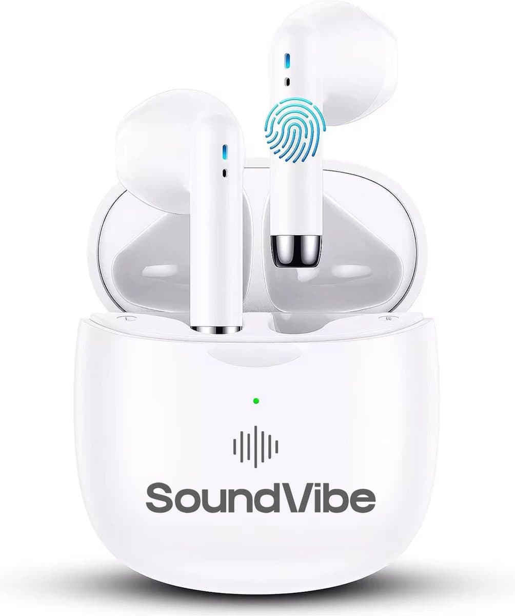 SoundVibe® - Earbuds Draadloos Met Noice Cancelling - Wit - Bluetooth Oordopjes - Noice Cancelling Hoofdtelefoon - Draadloze Oordopjes - Oortjes Draadloos — afbeelding 1