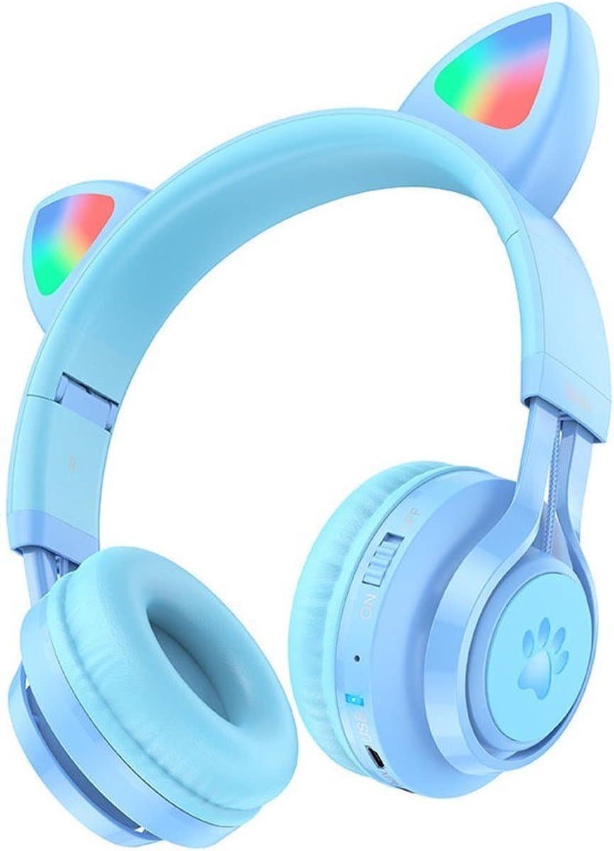 Hoco W39 Kattenoren Draadloze Bluetooth Headset voor kinderen - Blauw — afbeelding 1