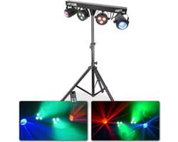 Discolamp - MAX Partybar1 disco verlichting met 2x Jellymoon discobal en 2 Par spots + standaard