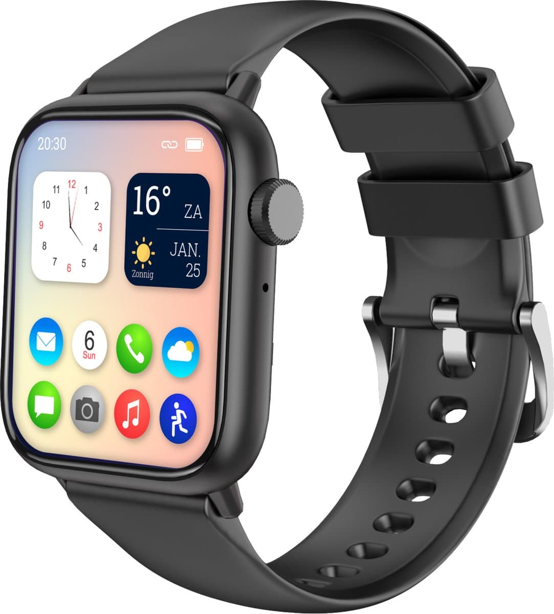 Nuvance - Smartwatch Heren - Smartwatch Dames - Geschikt voor alle Smartphones - Sporthorloge - 45mm - Stappenteller & Hartslagmeter - Zwart — afbeelding 1