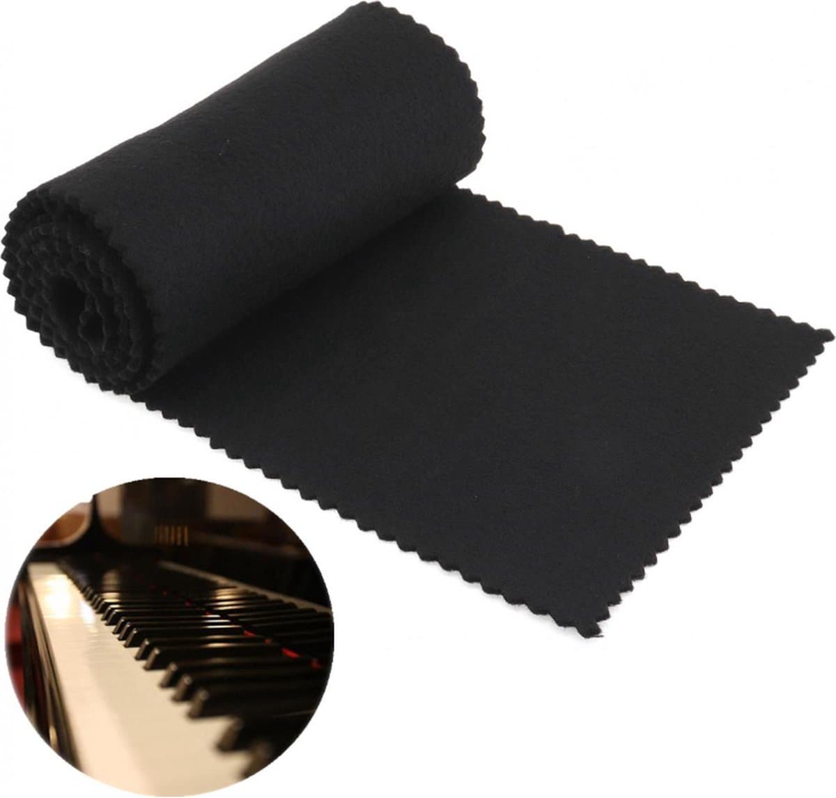 Zachte Zwarte Piano Key Cover Toetsenbord Stofkap - Loper voor Piano - Pianoloper - Stof op piano voorkomen — afbeelding 1