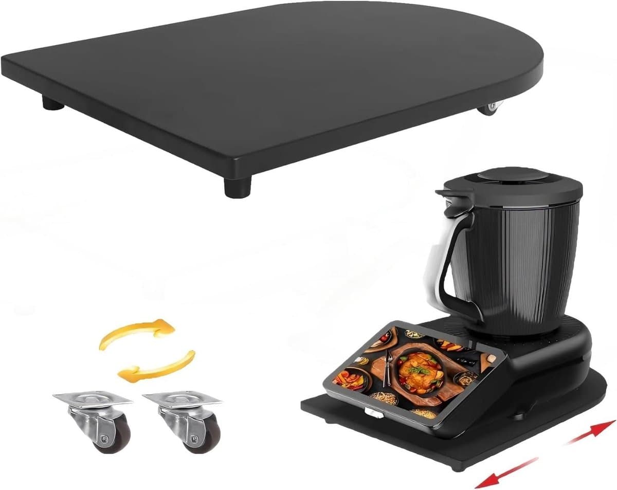 Schuifplankhouder Keukenmachine - Bamboe Houten Plank - Moeiteloos Verplaatsen - Lift-and-Roll Systeem - 15 mm Dik - Houtkleur — afbeelding 1