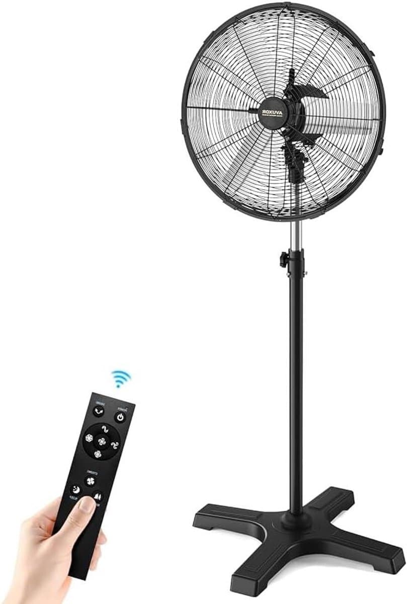 Staande Ventilator Buiten - Terras Ventilator Industriële Fan - Ruimte Koelen - Waterdichte DC Motor - 50 CM - Zwart — afbeelding 1