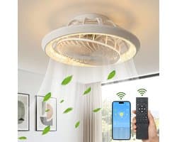 Rosnek Kristallen Plafondventilator met Verlichting - 49cm 360° Roterende Bladen - LED Plafonniere met Ventilator Dimbaar - Smart App - Woonkamer