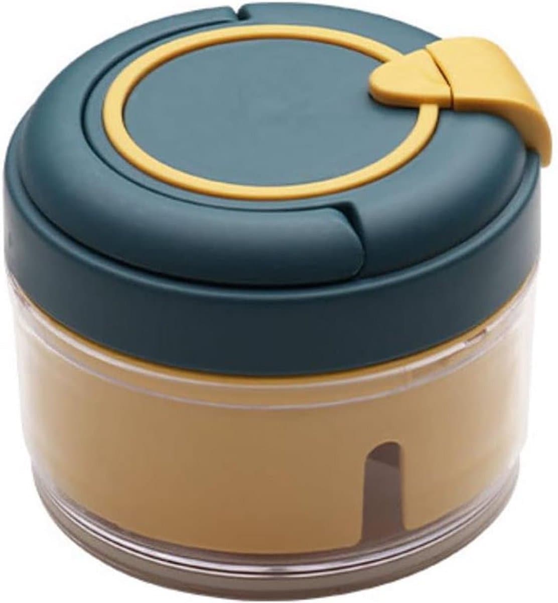 Mini Keukenmachine - Handmatige Hakker - Groenten Snijden - Veilig & BPA-vrij - 9 cm Hoog - Geel Blauw — afbeelding 1