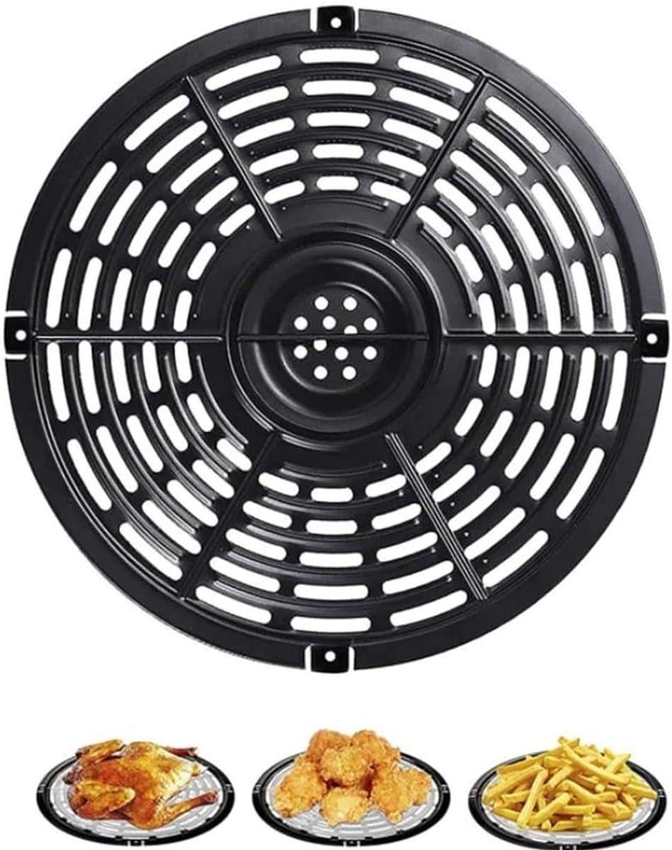 Airfryer Grill Pan - Bakplaat Vervanging - Gezond Bakken - Perforatie Ontwerp - 18 cm - Zwart — afbeelding 1
