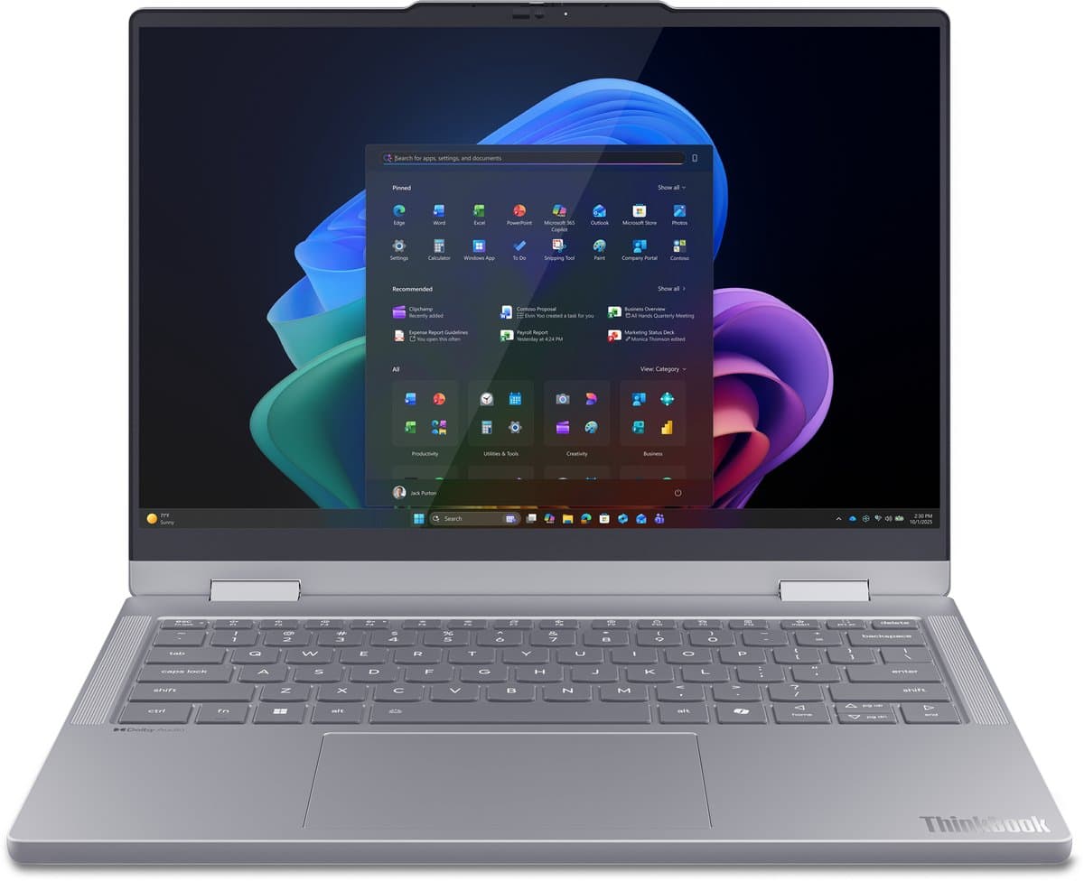 Lenovo ThinkBook 14 2-in-1 G6 IPL Copilot+ PC Intel Core Ultra 7 355 Hybride (2-in-1) 35,6 cm (14") Touchscreen WUXGA 16 GB DDR5-SDRAM 512 GB SSD Wi-Fi 7 (802.11be) Windows 11 Pro Engels Grijs — afbeelding 1
