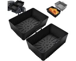 Siliconen bakvormen voor de airfryer - 2-delige set, hittebestendig, antiaanbaklaag, herbruikbaar (zwart)