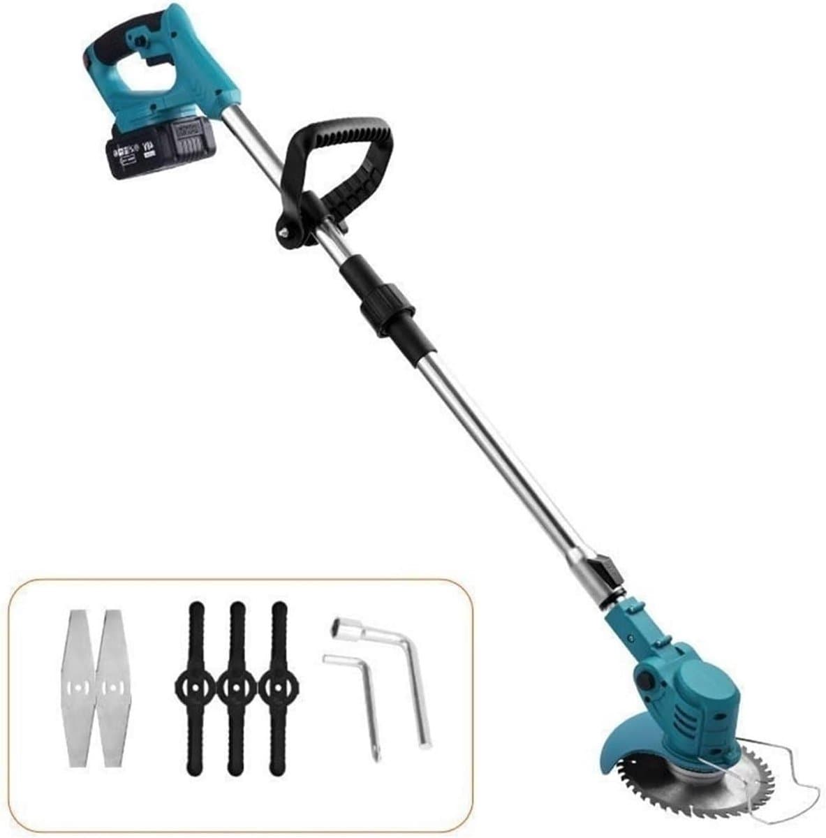 Elektrische grastrimmer, draadloos, draagbaar, multifunctioneel, met lithiumbatterij voor thuis (5 cellen, 1 oplader) — afbeelding 1