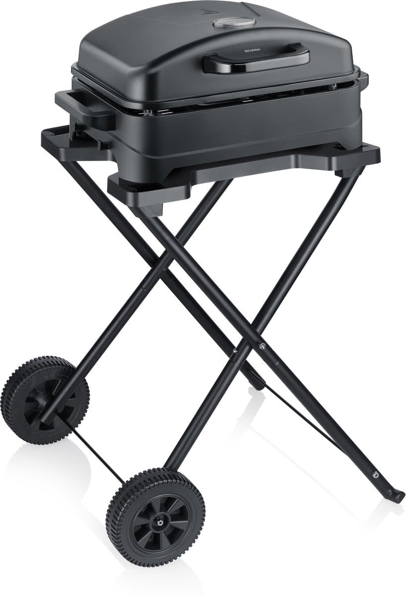 Severin PG 8598 Elektrische buiten BBQ Grill – 2300W – Keramische coating – 45x30 cm – Met Statief en deksel – Mat/zwart — afbeelding 1