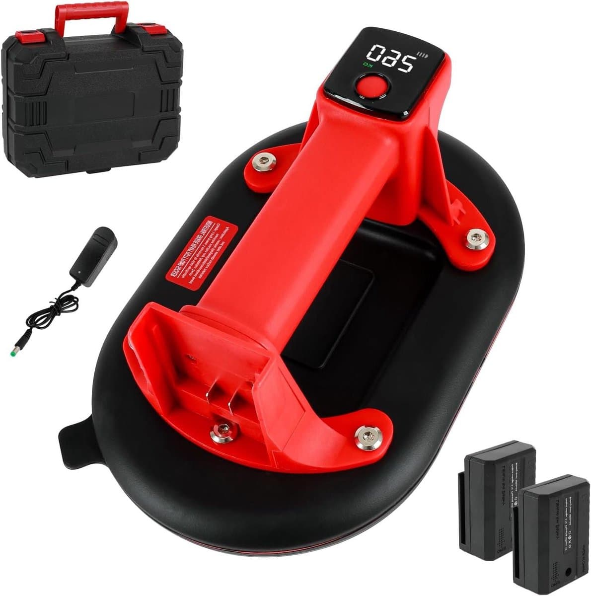 Accuzuignap Plaatlifter - Vacuümzuiger Glaslifter - Zware Objecten Verplaatsen - 260 kg Draagkracht - 24 cm Zuignap - Rood — afbeelding 1