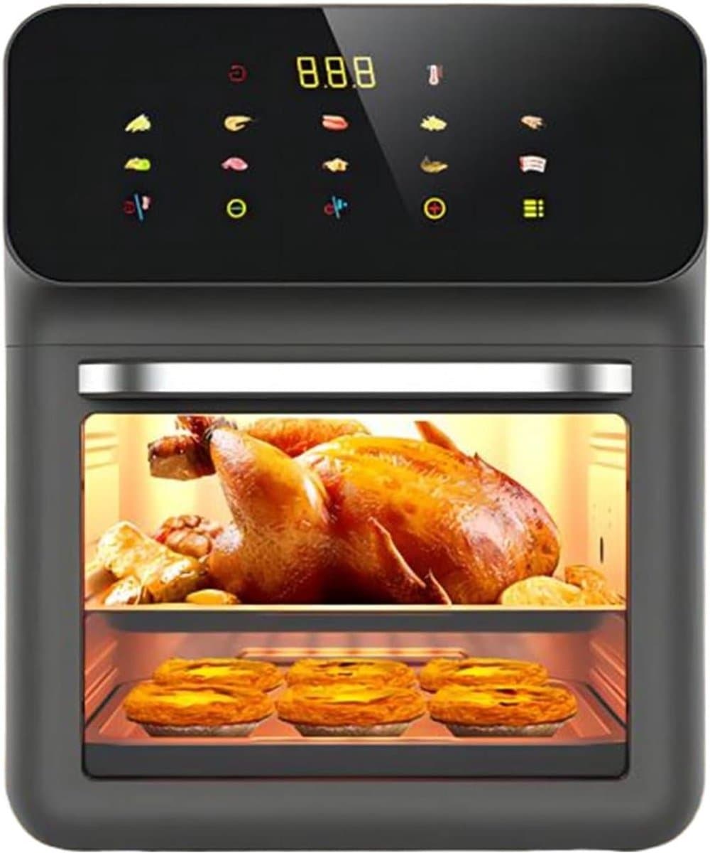 Tafeloven met Airfryer - Heteluchtoven Frituur - Gezond Koken - Veelzijdige Rooster en Dehydrator - 15 liter - Zwart — afbeelding 1