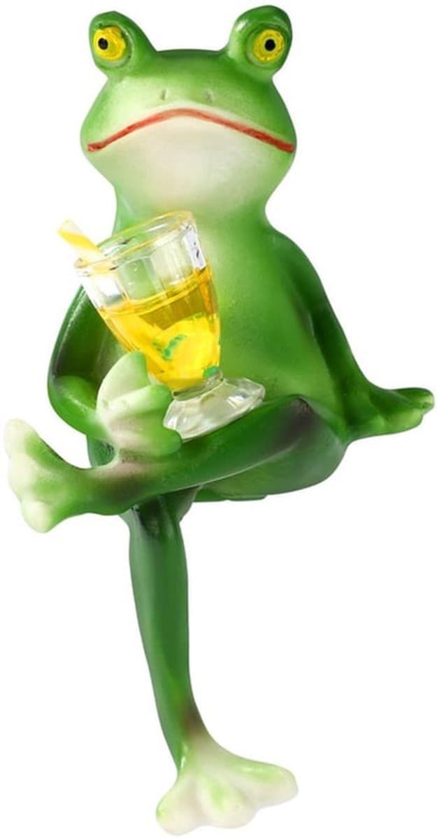 Grappige Drinkende Kikker Bloempot Decoratie, Miniatuur Kikkerbeeldjes Bloempot Knuffeldier Buiten Schattig Dierfiguur Ornament voor Tuin Gazon Huis Hek Balkon Terras Decoratie — afbeelding 1