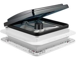 RV Dakventilator, 28 x 28 cm, 12 V, afvoerventilator, 6 versnellingen, dakventilator, camper, dakluikventilator met 4 led-lichtbronnen