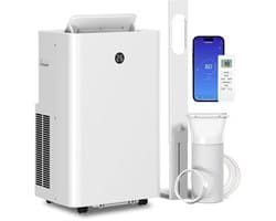 4-in-1 Mobiele Airco - Draagbare Airconditioner - 4-in-1 Koelen, Ontvochtiger, Ventilator & Slaapstand - 12000 BTU - voor 18-35 m² - met Afstandsbediening, Wifi en Spraakbediening & 24-uurs Timer - Wit