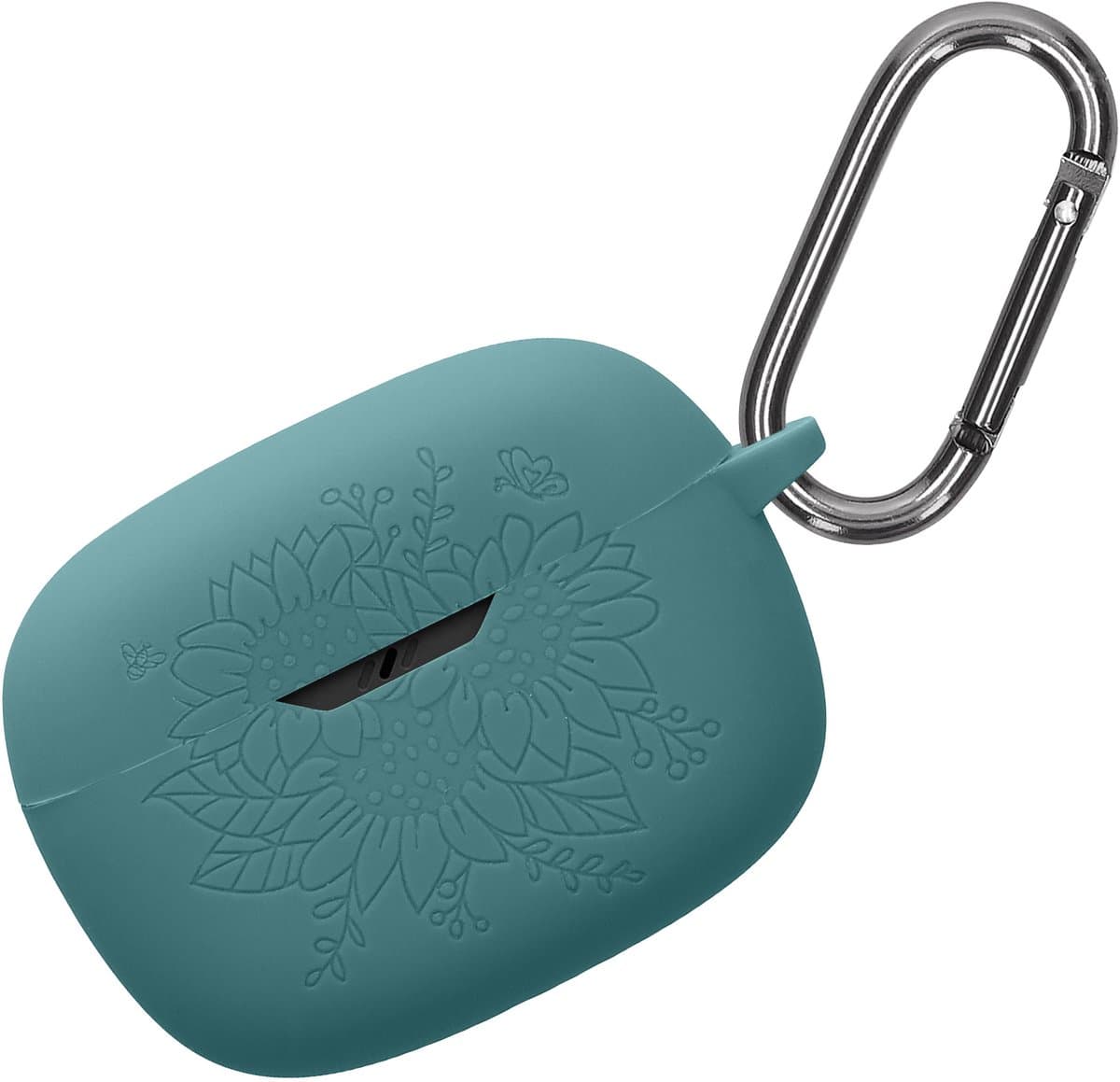 kwmobile case voor draadloze oordopjes geschikt voor JBL Wave Beam / Beam 2 / Wave 200TWS hoes - Siliconen beschermhoes - Gestanst patroon design in blauwgroen — afbeelding 1