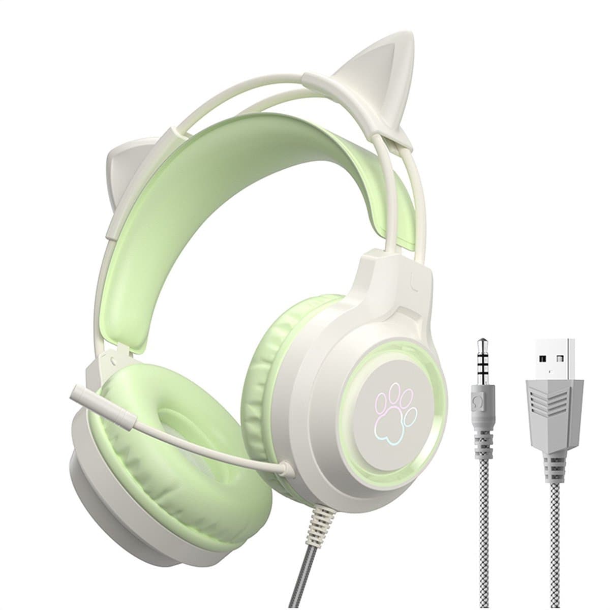 KINSI Gaming Headset met Kattenoren - Ruisonderdrukkende Microfoon 360°, RGB Verlichting & Comfortabele Oorkussens — afbeelding 1